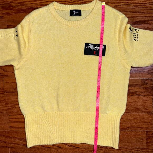 LPGA Yellow Wool Blend Sponsored Golf Pullover Sweater Size Medium - Picture 14 of 16